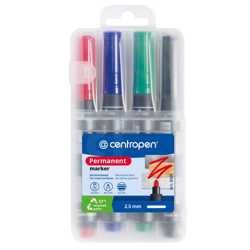 MARKER PERMANENT 4/SET VARF ROTUND 2.5MM 8566 CENTROPEN MARKER PERMANENT 4/SET VARF ROTUND 2.5MM 8566 CENTROPEN